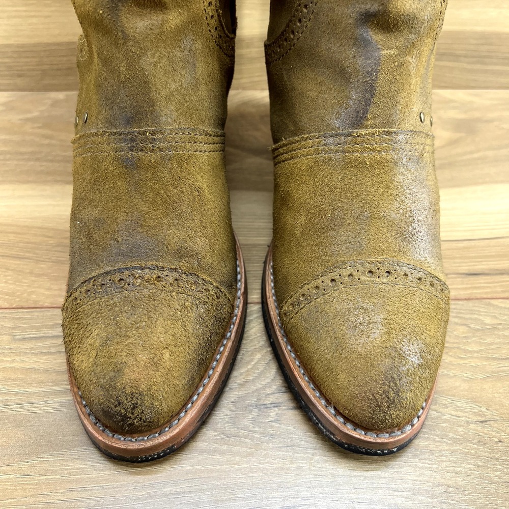 Pskaufman Boots 7 Crosswalk Tall Cap Toe Heeled Suede Pull On - Picture 3 of 12